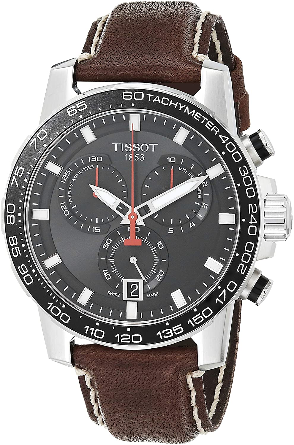 WATCH T1256SL STEEL BROWN LEATHER 45.5 MM CHRONOGRAPH SUPERSPORT